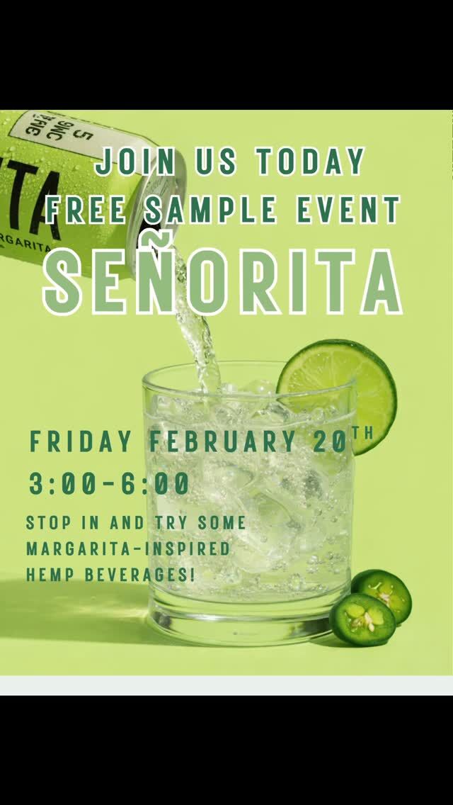 Our free sampling event starts soon! Come drop in and try all our Senorita Hemp Infused Beverages from 3-6pm.

- 21+ event 
- Free tasting if all flavors
- Learn about these and other infused drinks + recipes

#woodstockga #hemplife #paradisehemp #shoplocalga